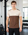 T.T. Men Dri-Fit Cut & Sew Design T-ShirtPack Of 1 Brown-Beige