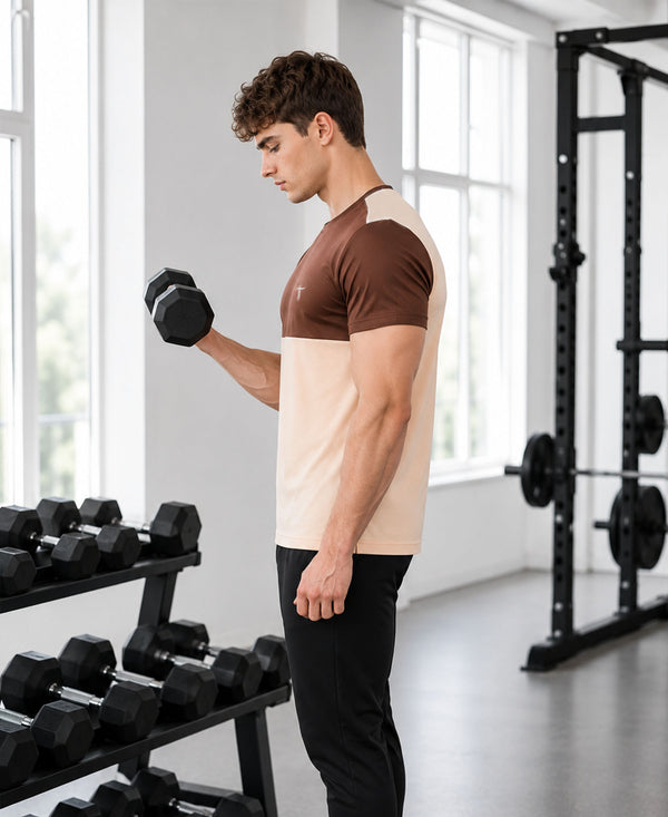 T.T. Men Dri-FitCut & Sew Design T-ShirtPack Of 1 Beige-Brown