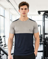 T.T. Men Dri-Fit Cut & Sew Design T-ShirtPack Of 1 Navy-Grey