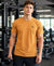 Hiflyers Men Regular Fit Cotton Round Neck T-ShirtMustard
