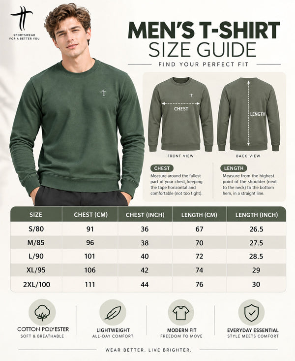 T.T. Men Classic Winter Essential T-Shirt|Polyester 180 Gsm|Regular Fit|Round Neck|Full Sleeve Tees|Pack Of 2|Green,Rust