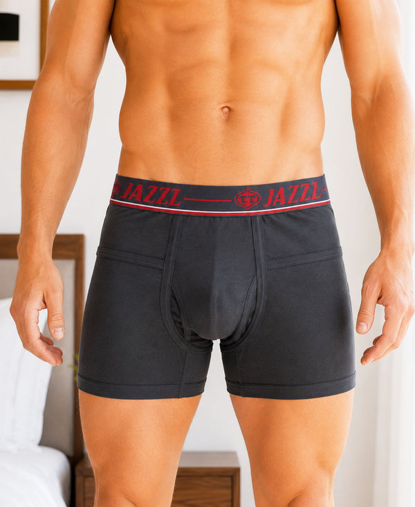 T.T. Jazzz Men’S Cotton Trunk With Outer Pocket|Pack Of 2|Navy,Dark Grey