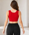 T.T. Women|Ribbed Crop Top|Sleeveless Round Neck Slim Fit Aesthetic Streetwear Top|Stretchable Cotton Fabric|Tshirt|Top||Red