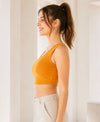 T.T. Women|Ribbed Crop Top|Sleeveless Round Neck Slim Fit Aesthetic Streetwear Top|Stretchable Cotton Fabric|Tshirt|Top||Mustard