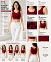 T.T. Women|Ribbed Crop Top|Sleeveless Round Neck Slim Fit Aesthetic Streetwear Top|Stretchable Cotton Fabric|Tshirt|Top||Maroon