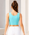 T.T. Women|Ribbed Crop Top|Sleeveless Round Neck Slim Fit Aesthetic Streetwear Top|Stretchable Cotton Fabric|Tshirt|Top||Mint