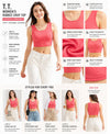 T.T. Women|Ribbed Crop Top|Sleeveless Round Neck Slim Fit Aesthetic Streetwear Top|Stretchable Cotton Fabric|Tshirt|Top||Coral
