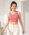 T.T. Women|Ribbed Crop Top|Sleeveless Round Neck Slim Fit Aesthetic Streetwear Top|Stretchable Cotton Fabric|Tshirt|Top||Apricot