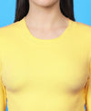 T.T. Women|Stylish Crop Top|Ribbed Slim Fit Full Sleeve Round Neck Trendy Casual Wear Top|Stretchable Cotton Fabric|Tshirt|Top||Yellow