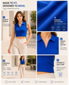 T.T. Women|Slim Fit Ribbed Tank Top|Stretchable Cotton Rib Fabric| Trendy High Street Casual & Office Wear Sleeveless Crop Tee|Desire Rib Polo Tshirt For Women||Royal Blue