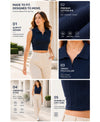T.T. Women|Slim Fit Ribbed Tank Top|Stretchable Cotton Rib Fabric| Trendy High Street Casual & Office Wear Sleeveless Crop Tee|Desire Rib Polo Tshirt For Women|Navy Blue