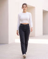 T.T. Women|Slim Fit Ribbed Top|Stretchable Cotton Rib Fabric| Trendy High Street Casual & Office Wear Full Sleeve Crop Tee|Desire Rib Tshirt For Women||White