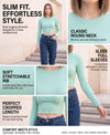 T.T. Women|Stylish Crop Top|Ribbed Slim Fit Full Sleeve Round Neck Trendy Casual Wear Top|Stretchable Cotton Fabric|Tshirt|Top||Tealblue