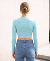 T.T. Women|Slim Fit Ribbed Top|Stretchable Cotton Rib Fabric| Trendy High Street Casual & Office Wear Full Sleeve Crop Tee|Desire Rib Tshirt For Women||Sea Green