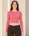 T.T. Women|Stylish Crop Top|Ribbed Slim Fit Full Sleeve Round Neck Trendy Casual Wear Top|Stretchable Cotton Fabric|Tshirt|Top||Pink