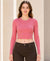 T.T. Women|Stylish Crop Top|Ribbed Slim Fit Full Sleeve Round Neck Trendy Casual Wear Top|Stretchable Cotton Fabric|Tshirt|Top||Pink