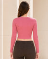 T.T. Women|Stylish Crop Top|Ribbed Slim Fit Full Sleeve Round Neck Trendy Casual Wear Top|Stretchable Cotton Fabric|Tshirt|Top||Pink