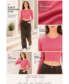 T.T. Women|Stylish Crop Top|Ribbed Slim Fit Full Sleeve Round Neck Trendy Casual Wear Top|Stretchable Cotton Fabric|Tshirt|Top||Pink