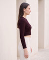 T.T. Women|Stylish Crop Top|Ribbed Slim Fit Full Sleeve Round Neck Trendy Casual Wear Top|Stretchable Cotton Fabric|Tshirt|Top||Plum