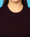 T.T. Women|Stylish Crop Top|Ribbed Slim Fit Full Sleeve Round Neck Trendy Casual Wear Top|Stretchable Cotton Fabric|Tshirt|Top||Plum