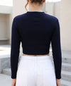 T.T. Women|Slim Fit Ribbed Top|Stretchable Cotton Rib Fabric| Trendy High Street Casual & Office Wear Full Sleeve Crop Tee|Desire Rib Tshirt For Women||Navy