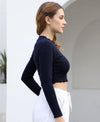 T.T. Women|Slim Fit Ribbed Top|Stretchable Cotton Rib Fabric| Trendy High Street Casual & Office Wear Full Sleeve Crop Tee|Desire Rib Tshirt For Women||Navy