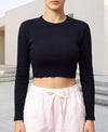 T.T. Women|Slim Fit Ribbed Top|Stretchable Cotton Rib Fabric| Trendy High Street Casual & Office Wear Full Sleeve Crop Tee|Desire Rib Tshirt For Women||Navy