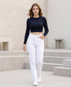 T.T. Women|Slim Fit Ribbed Top|Stretchable Cotton Rib Fabric| Trendy High Street Casual & Office Wear Full Sleeve Crop Tee|Desire Rib Tshirt For Women||Navy