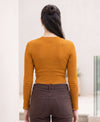 T.T. Women|Stylish Crop Top|Ribbed Slim Fit Full Sleeve Round Neck Trendy Casual Wear Top|Stretchable Cotton Fabric|Tshirt|Top||Mustard