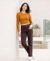 T.T. Women|Stylish Crop Top|Ribbed Slim Fit Full Sleeve Round Neck Trendy Casual Wear Top|Stretchable Cotton Fabric|Tshirt|Top||Mustard