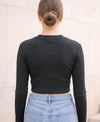 T.T. Women|Stylish Crop Top|Ribbed Slim Fit Full Sleeve Round Neck Trendy Casual Wear Top|Stretchable Cotton Fabric|Tshirt|Top||D.Grey