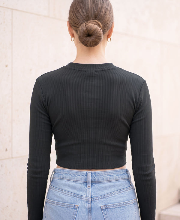 T.T. Women|Stylish Crop Top|Ribbed Slim Fit Full Sleeve Round Neck Trendy Casual Wear Top|Stretchable Cotton Fabric|Tshirt|Top||D.Grey