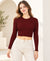 T.T. Women|Stylish Crop Top|Ribbed Slim Fit Full Sleeve Round Neck Trendy Casual Wear Top|Stretchable Cotton Fabric|Tshirt|Top||Maroon
