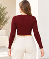 T.T. Women|Stylish Crop Top|Ribbed Slim Fit Full Sleeve Round Neck Trendy Casual Wear Top|Stretchable Cotton Fabric|Tshirt|Top||Maroon