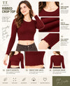 T.T. Women|Stylish Crop Top|Ribbed Slim Fit Full Sleeve Round Neck Trendy Casual Wear Top|Stretchable Cotton Fabric|Tshirt|Top||Maroon