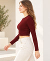 T.T. Women|Stylish Crop Top|Ribbed Slim Fit Full Sleeve Round Neck Trendy Casual Wear Top|Stretchable Cotton Fabric|Tshirt|Top||Maroon