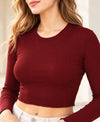 T.T. Women|Stylish Crop Top|Ribbed Slim Fit Full Sleeve Round Neck Trendy Casual Wear Top|Stretchable Cotton Fabric|Tshirt|Top||Maroon