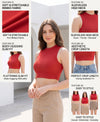 T.T. Women|Ribbed Crop Top|Sleeveless High Neck Slim Fit Aesthetic Streetwear Top|Stretchable Cotton Fabric|Tshirt|Top||Red