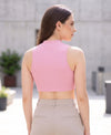 T.T. Women|Ribbed Crop Top|Sleeveless High Neck Slim Fit Aesthetic Streetwear Top|Stretchable Cotton Fabric|Tshirt|Top||Pink