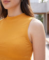 T.T. Women|Ribbed Crop Top|Sleeveless High Neck Slim Fit Aesthetic Streetwear Top|Stretchable Cotton Fabric|Tshirt|Top||Mustard