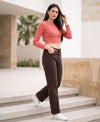 T.T. Women|Stylish Crop Top|Ribbed Slim Fit Full Sleeve Round Neck Trendy Casual Wear Top|Stretchable Cotton Fabric|Tshirt|Top||Light Pink