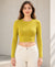 T.T. Women|Stylish Crop Top|Ribbed Slim Fit Full Sleeve Round Neck Trendy Casual Wear Top|Stretchable Cotton Fabric|Tshirt|Top||Light Green