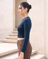 T.T. Women|Stylish Crop Top|Ribbed Slim Fit Full Sleeve Round Neck Trendy Casual Wear Top|Stretchable Cotton Fabric|Tshirt|Top||Denim