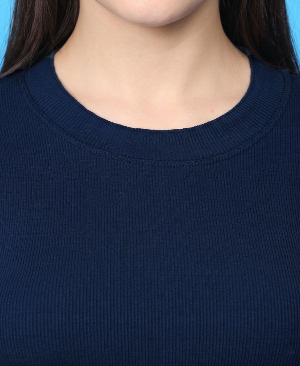 T.T. Women|Stylish Crop Top|Ribbed Slim Fit Full Sleeve Round Neck Trendy Casual Wear Top|Stretchable Cotton Fabric|Tshirt|Top||Denim