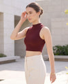 T.T. Women|Ribbed Crop Top|Sleeveless High Neck Slim Fit Aesthetic Streetwear Top|Stretchable Cotton Fabric|Tshirt|Top||Maroon