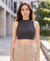 T.T. Women|Ribbed Crop Top|Sleeveless High Neck Slim Fit Aesthetic Streetwear Top|Stretchable Cotton Fabric|Tshirt|Top||D.Grey