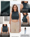 T.T. Women|Ribbed Crop Top|Sleeveless High Neck Slim Fit Aesthetic Streetwear Top|Stretchable Cotton Fabric|Tshirt|Top||Dark Green