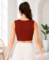 T.T. Women|Ribbed Crop Top|Sleeveless Notch Neck Slim Fit Aesthetic Streetwear Top|Stretchable Cotton Fabric|Tshirt|Top||Rust