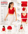 T.T. Women|Ribbed Crop Top|Sleeveless Notch Neck Slim Fit Aesthetic Streetwear Top|Stretchable Cotton Fabric|Tshirt|Top||Red