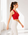 T.T. Women|Ribbed Crop Top|Sleeveless Notch Neck Slim Fit Aesthetic Streetwear Top|Stretchable Cotton Fabric|Tshirt|Top||Red